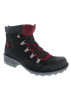 Rockport Cobb Hill Brunswick Bootie Black Leather Lace Up Size 6.5